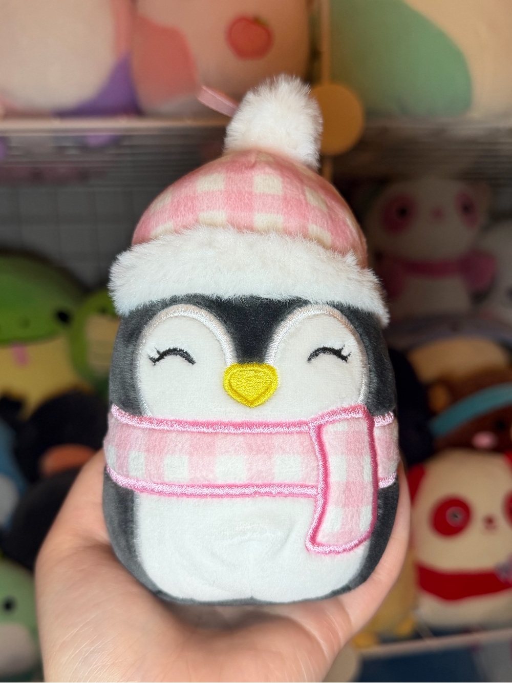 Squishmallows Luna the Penguin with Pink Winter Hat 4" Stuffed Plush Ornament